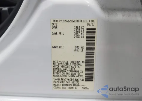 2023 Nissan Altima S Fwd from USA, damaged, VIN 1N4BL4BV7PN368050